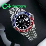 C Factory ROLEX 904L Steel Blue and Red Bezel Watch
